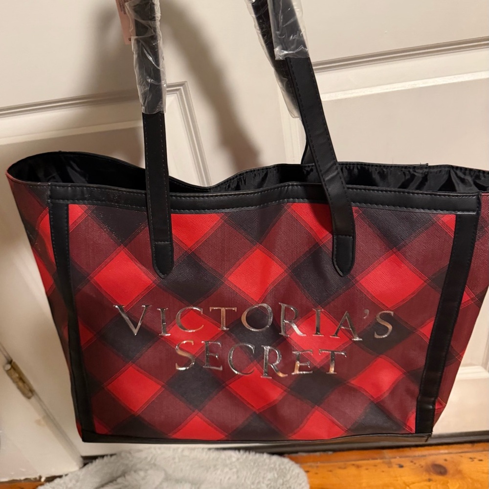 Victoria's Secret Red and Black Plaid Tote - Picture 2 of 4